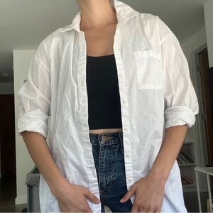 Old Navy oversized white button down boyfriend shirt size small